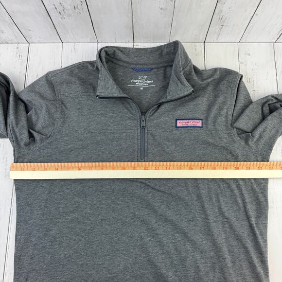 Vineyard Vines Gray Pima Edgartown 1/4 Zip Pullover Shep Shirt Size Medium - Picture 10 of 12